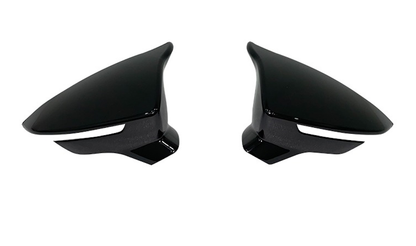 Set 2 Capace Oglinzi tip BATMAN idealSTORE pentru Seat Leon III 2012-2020, culoare Piano Black - Negru Lucios, Montaj Usor, Rezistent UV, Material Premium