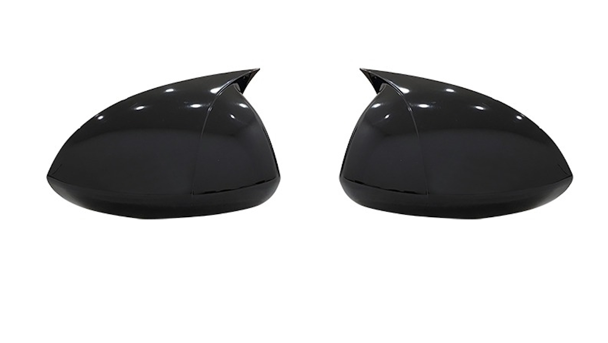 Set 2 Capace Oglinzi tip BATMAN idealSTORE pentru Opel Corsa E 2014-2019, culoare Piano Black - Negru Lucios, Montaj Usor, Rezistent UV, Material Premium