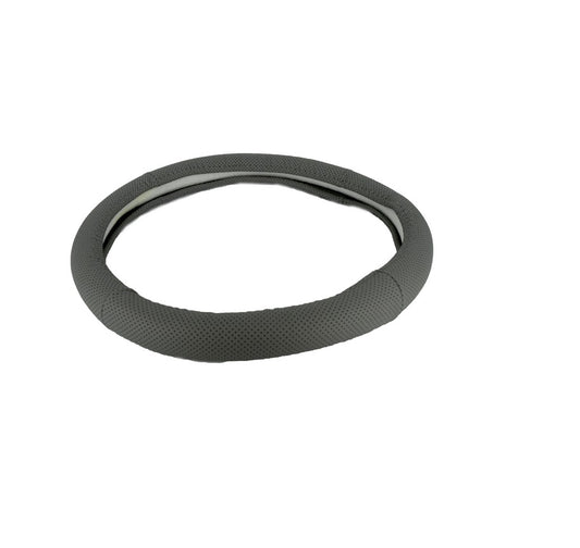 Husa de volan idealSTORE PREMIUM, Marimea M 37-39cm, Model cu gaurele din piele pentru un aspect placut al masinii si un confort sporit, Reduce gradul de oboseala, permite manevrarea mult mai usoara a volanului si protejeaza impotriva degradarii, GRI