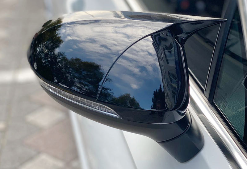 Set 2 Capace Oglinzi tip BATMAN idealSTORE pentru Volkswagen Passat 2015-> B8-B8 FL, culoare Piano Black - Negru Lucios, Montaj Usor, Rezistent UV, Material Premium