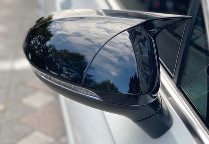 Set 2 Capace Oglinzi tip BATMAN idealSTORE pentru Volkswagen Passat 2015-> B8-B8 FL, culoare Piano Black - Negru Lucios, Montaj Usor, Rezistent UV, Material Premium
