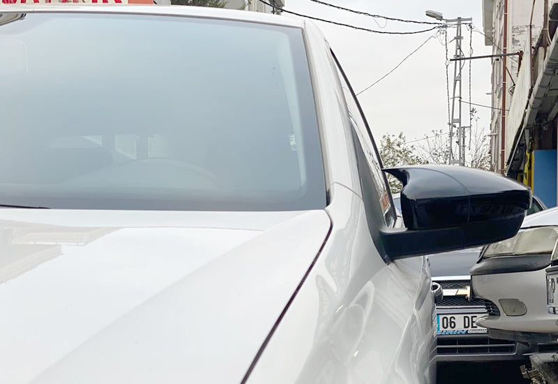 Set 2 Capace Oglinzi tip BATMAN idealSTORE pentru Volkswagen Polo MK5 2009-2017, culoare Piano Black - Negru Lucios, Montaj Usor, Rezistent UV, Material Premium