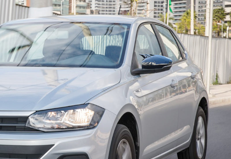 Set 2 Capace Oglinzi tip BATMAN idealSTORE pentru Volkswagen Polo MK6 2018-202, culoare Piano Black - Negru Lucios, Montaj Usor, Rezistent UV, Material Premium