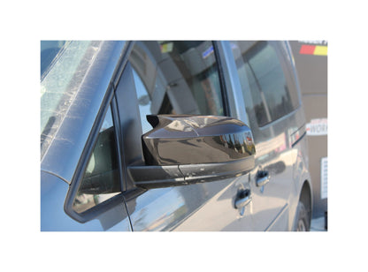 Set 2 Capace Oglinzi tip BATMAN idealSTORE pentru Volkswagen Caddy 2015-2020, culoare Piano Black - Negru Lucios, Montaj Usor, Rezistent UV, Material Premium