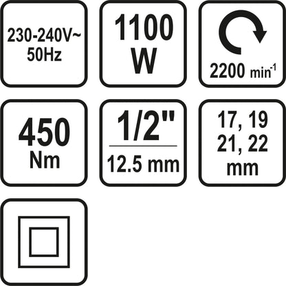 Set Pistol profesional IDL cu impact electirc pentru auto, Putere electrica de 1100W, Putere mecanica de 450Nm, Geanta si accesorii incluse