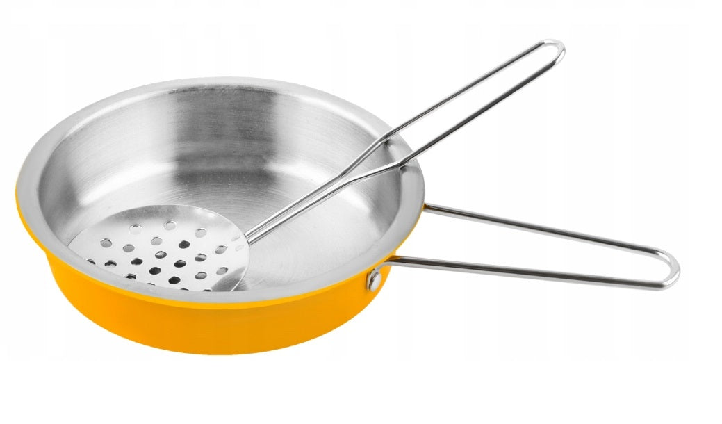 Set de gatit pentru copii idealStore Culinary Adventure, Set viu colorat alcatuit din 11 elemente de metal, Usor de transportat si depozitat, Ofera o experienta inedita pentru micii bucatari