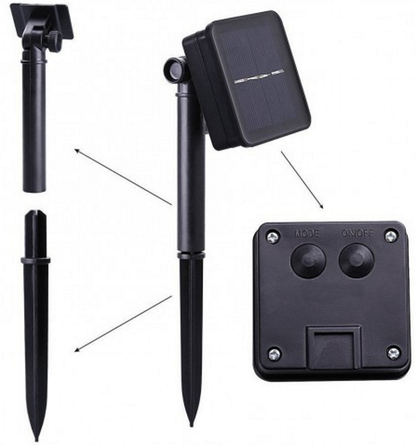 Instalatie Profesionala idealSTORE, Panou solar 2v 100 mA, Acumulator incorporat, 100 Led-uri cu luminca calda 9,9 m, control exterior, 8 Functii de iluminat, Protectie IP44, Lumina Alb-Cald