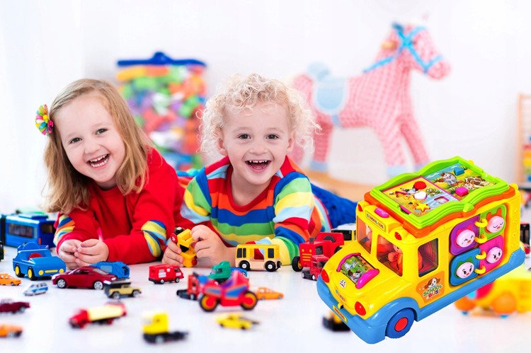 Jucarie Interactiva Idl Crazy School Bus, jocuri de lumini, diverse modalitati de invatare, sunete animale, schimbarea autmata a directiei de mers