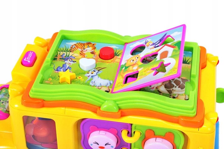 Jucarie Interactiva Idl Crazy School Bus, jocuri de lumini, diverse modalitati de invatare, sunete animale, schimbarea autmata a directiei de mers