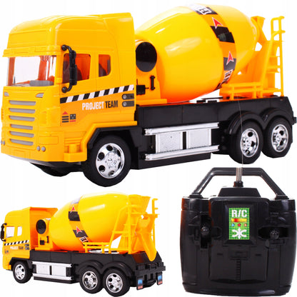 Betoniera interactiva cu telecomanda idealSTORE, Dimensiuni 25 x 7 x 13 cm, Control la distanta 4 canale, Viraj stanga/dreapta, Mers inainte/inapoi, Ideala pentru pasionatii de utilaje