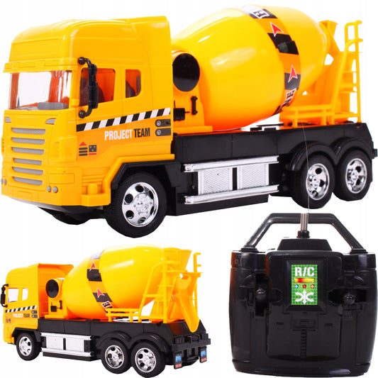 Betoniera interactiva cu telecomanda idealSTORE, Dimensiuni 25 x 7 x 13 cm, Control la distanta 4 canale, Viraj stanga/dreapta, Mers inainte/inapoi, Ideala pentru pasionatii de utilaje