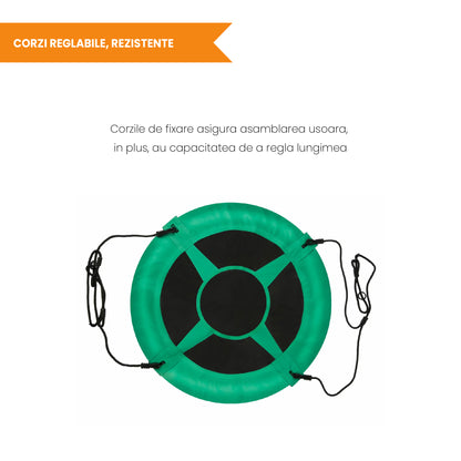 Leagan pentru copii profesional idealStore Stork's Nest, tip Cuib, Sarcina maxima 150 Kg, Diametru 95 cm, Cadru Otel, Verde