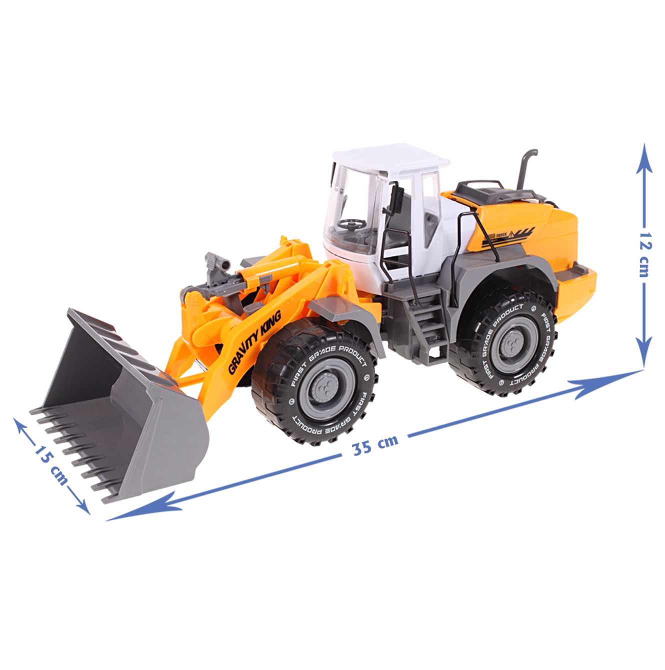 Excavator Gravity King idealSTORE, Dimensiuni 35 x 12 x 15 cm, Constructie Solida si Stabila, Dotat cu trapa acces motor, Accesorizat cu Parti in MISCARE este o modalitate excelenta de a deveni un mic constructor