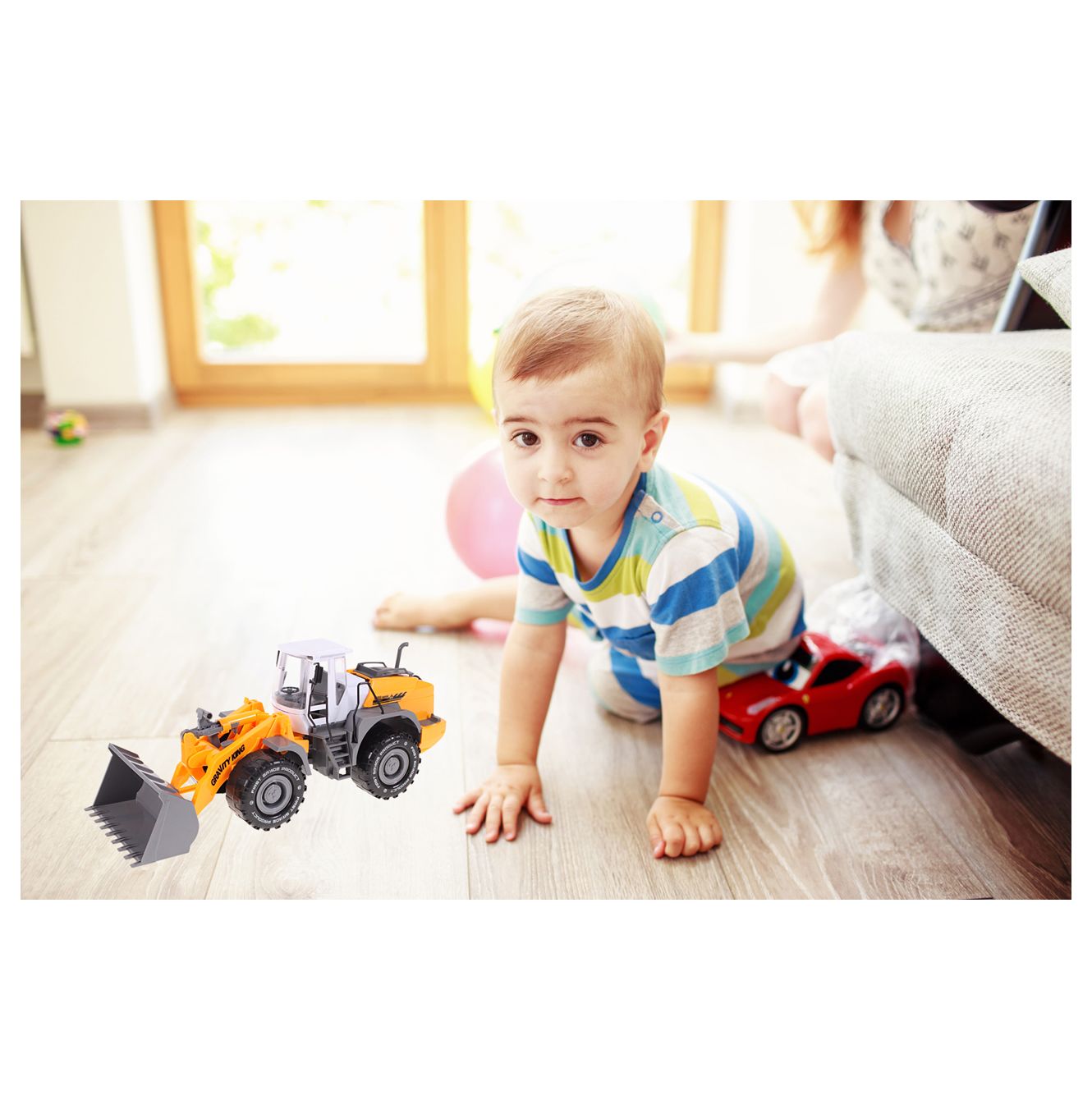 Excavator Gravity King idealSTORE, Dimensiuni 35 x 12 x 15 cm, Constructie Solida si Stabila, Dotat cu trapa acces motor, Accesorizat cu Parti in MISCARE este o modalitate excelenta de a deveni un mic constructor