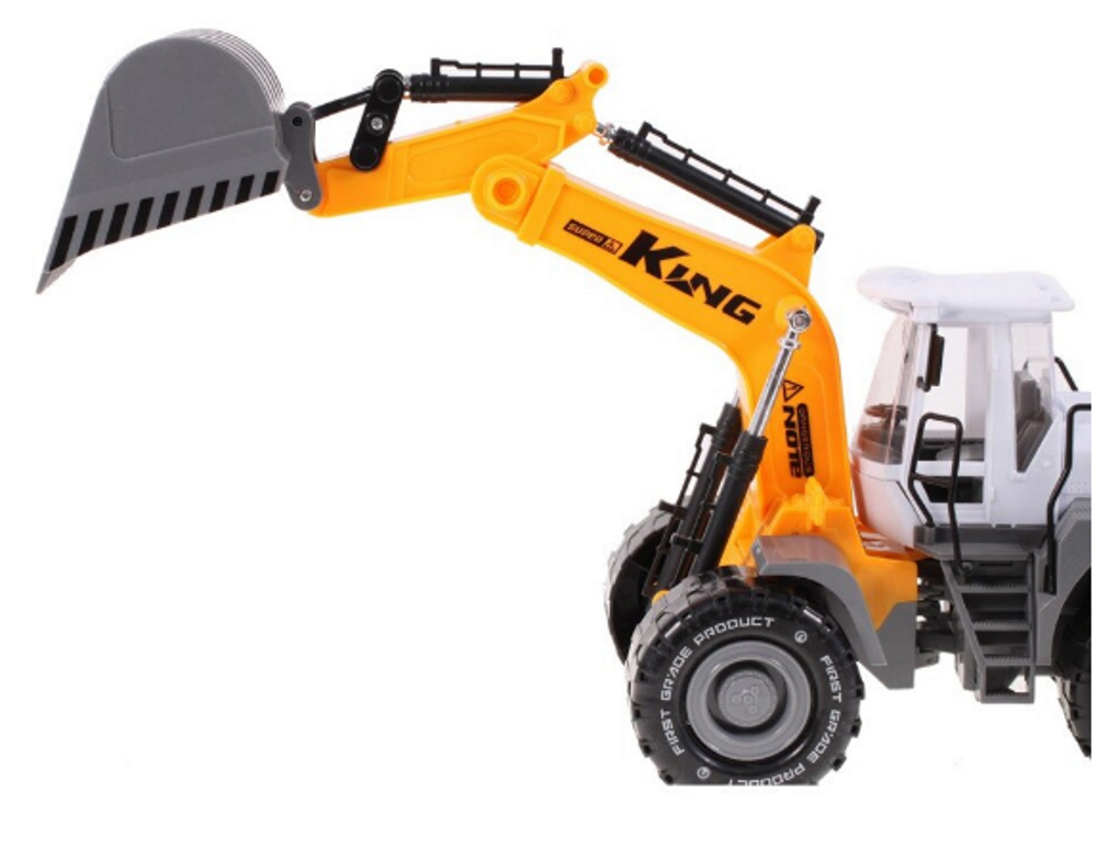 Excavator Gravity King idealSTORE, Dimensiuni 35 x 12 x 15 cm, Constructie Solida si Stabila, Dotat cu trapa acces motor, Accesorizat cu Parti in MISCARE este o modalitate excelenta de a deveni un mic constructor