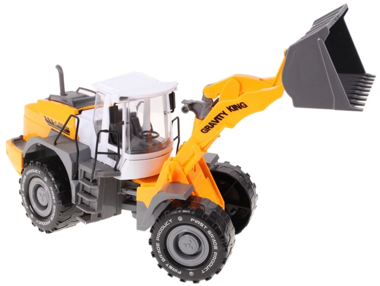 Excavator Gravity King idealSTORE, Dimensiuni 35 x 12 x 15 cm, Constructie Solida si Stabila, Dotat cu trapa acces motor, Accesorizat cu Parti in MISCARE este o modalitate excelenta de a deveni un mic constructor
