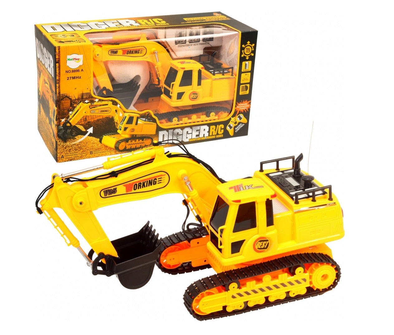 Buldozer Interactiv cu Telecomanda ergonomica idealSTORE, Dimensiuni 27 x 16 x 15.5 cm, Contolat de la distanta permite copilului sa exploreze lumea constructiilor