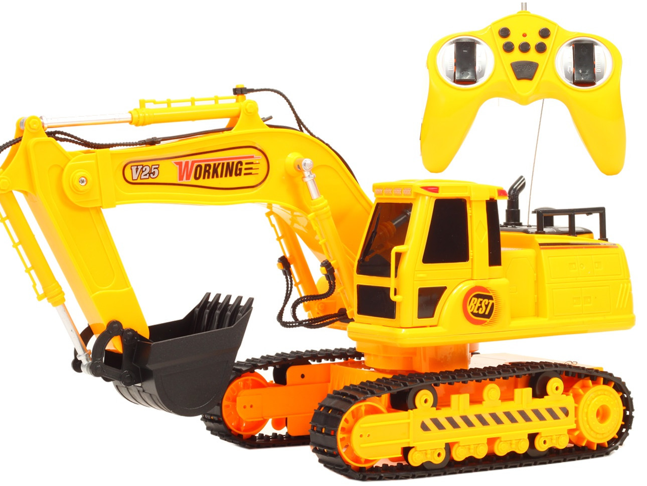 Buldozer Interactiv cu Telecomanda ergonomica idealSTORE, Dimensiuni 27 x 16 x 15.5 cm, Contolat de la distanta permite copilului sa exploreze lumea constructiilor