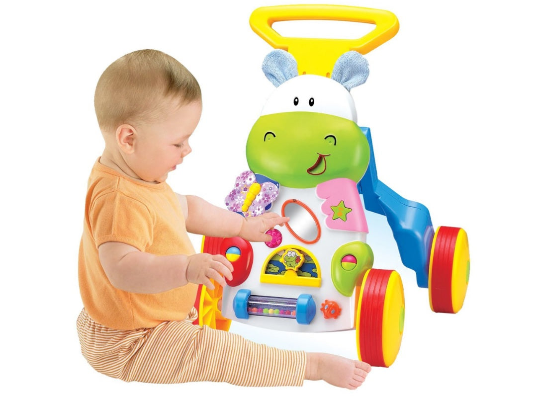 Premergator Primii Pasi Hipo, Model interactiv cu elemente educationale pentru dezvoltarea abilitatilor motorii, coordonare ochi-mana,, diversitate de activitati, sunete, melodii