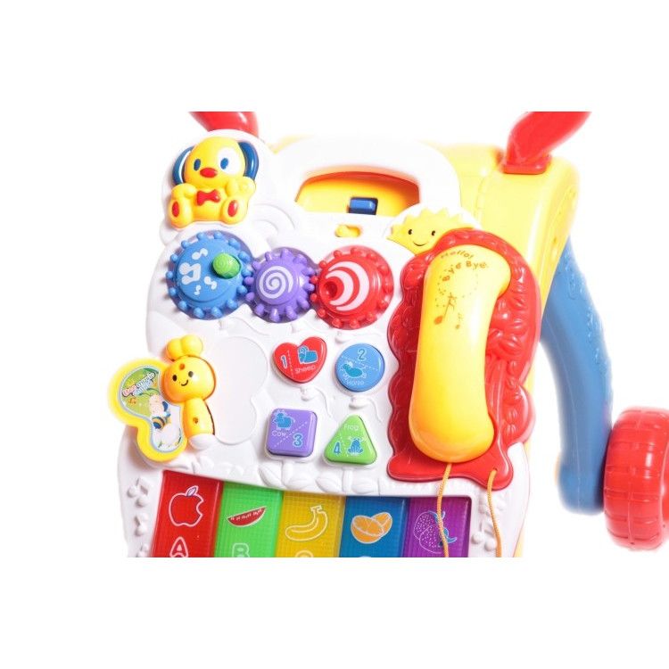 Premergator Interactiv Fun Play, Centru de activitati detasabil in limba engleza, Muzica si lumini, Forme geometrice, Multifunctional, Multicolor