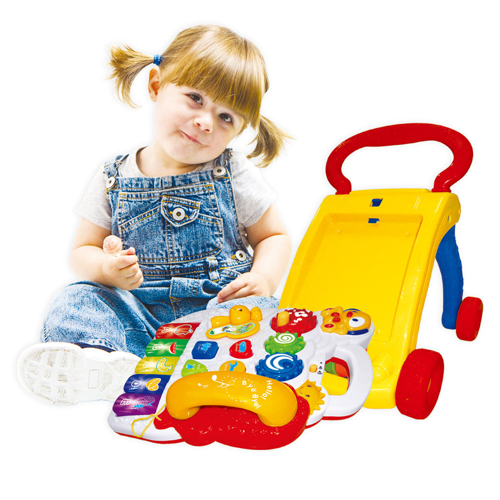 Premergator Interactiv Fun Play, Centru de activitati detasabil in limba engleza, Muzica si lumini, Forme geometrice, Multifunctional, Multicolor