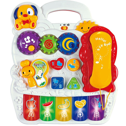 Premergator Interactiv Fun Play, Centru de activitati detasabil in limba engleza, Muzica si lumini, Forme geometrice, Multifunctional, Multicolor