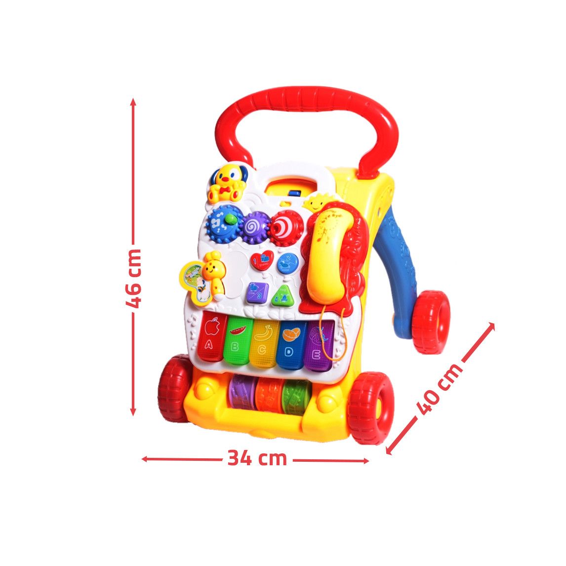 Premergator Interactiv Fun Play, Centru de activitati detasabil in limba engleza, Muzica si lumini, Forme geometrice, Multifunctional, Multicolor