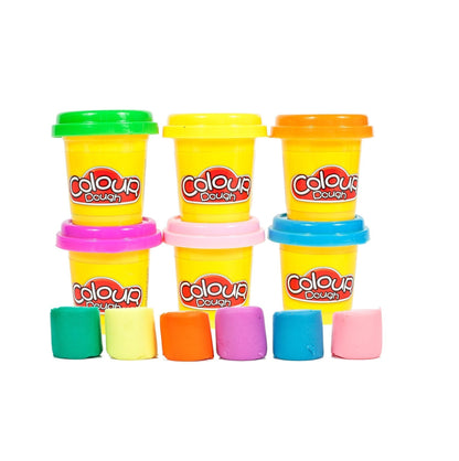Set de joaca plastilina idealSTORE COLOUR DOUGH, Dimensiuni pachet 38 x 5 x 7, Include 6 aluaturi multicolore, Capacitate 50 ml cutia, Ajuta la dezvoltarea capacitatii motrice si imaginatia celor mici
