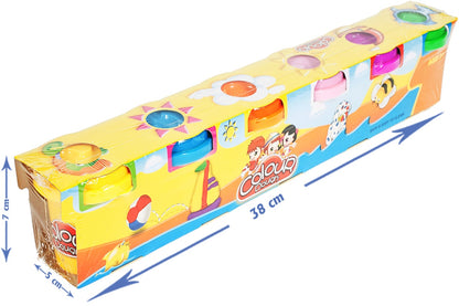 Set de joaca plastilina idealSTORE COLOUR DOUGH, Dimensiuni pachet 38 x 5 x 7, Include 6 aluaturi multicolore, Capacitate 50 ml cutia, Ajuta la dezvoltarea capacitatii motrice si imaginatia celor mici