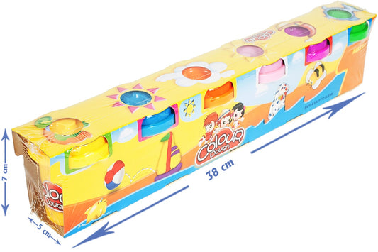 Set de joaca plastilina idealSTORE COLOUR DOUGH, Dimensiuni pachet 38 x 5 x 7, Include 6 aluaturi multicolore, Capacitate 50 ml cutia, Ajuta la dezvoltarea capacitatii motrice si imaginatia celor mici