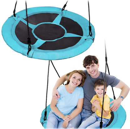 Leagan pentru copii profesional idealStore Stork's Nest, tip Cuib, Sarcina maxima 150 Kg, Diametru 95 cm, Cadru Otel, Turcoaz