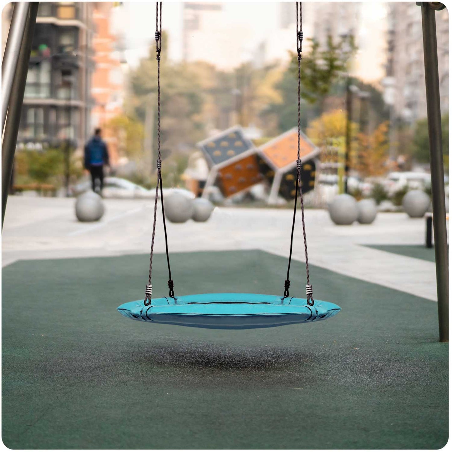 Leagan pentru copii profesional idealStore Stork's Nest, tip Cuib, Sarcina maxima 150 Kg, Diametru 95 cm, Cadru Otel, Turcoaz