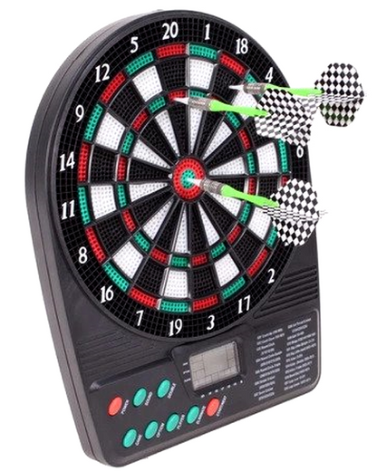 Joc idealStore Electronic Dart, 3 Sageti, 9 Varfuri, 18 Jocuri cu 159 Variante, Dezvolta Abilitati Manuale, Coordonare Mana-Ochi, Electronic, Afisaj LED, Dimensiune 26x20 cm