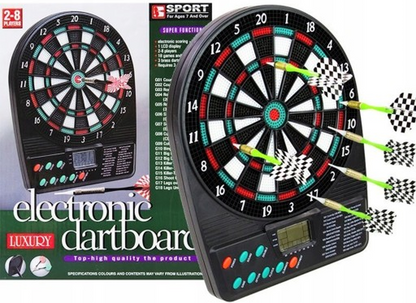 Joc idealStore Electronic Dart, 3 Sageti, 9 Varfuri, 18 Jocuri cu 159 Variante, Dezvolta Abilitati Manuale, Coordonare Mana-Ochi, Electronic, Afisaj LED, Dimensiune 26x20 cm