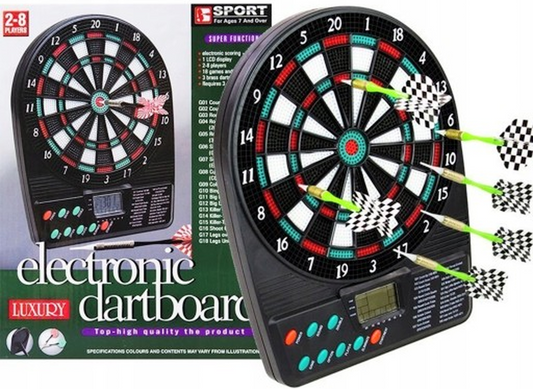 Joc idealStore Electronic Dart, 3 Sageti, 9 Varfuri, 18 Jocuri cu 159 Variante, Dezvolta Abilitati Manuale, Coordonare Mana-Ochi, Electronic, Afisaj LED, Dimensiune 26x20 cm