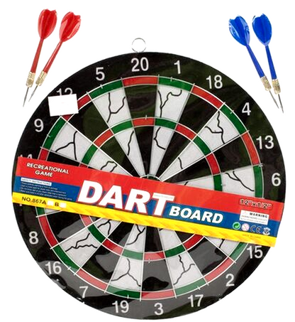 Joc idealStore Dart, 4 Sageti, Cadran cu Fata Dubla, Dezvolta Abilitati Manuale, Coordonare Mana-Ochi, Material Pluta, Dimensiune 30 cm