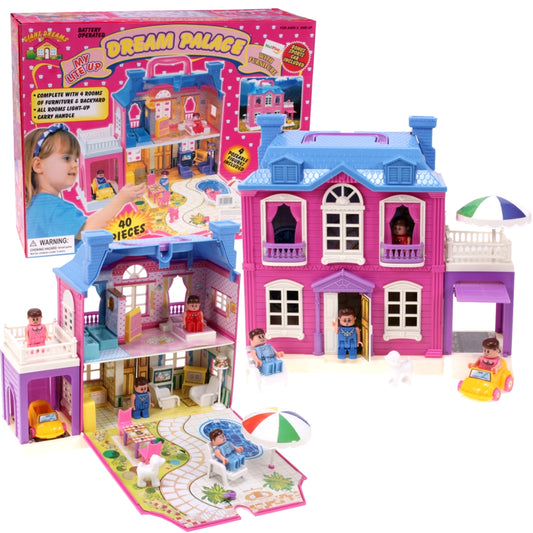 Casuta de Papusi cu MOBILIER idealStore MAGIC PALACE AMBASADOR, Amenajata intr-un DECOR de vis, Multicolora