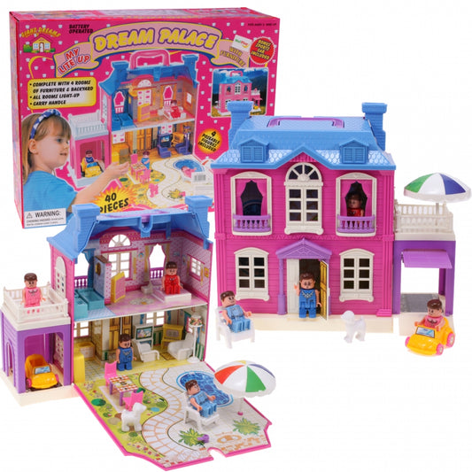 Casuta de Papusi cu MOBILIER IDL, MAGIC PALACE AMBASADOR, Accesorizata cu Elemente Simbolice Distractive, Amenajata intr-un DECOR de vis, Dimensiuni 30 x 25 x 12 cm, Multicolora