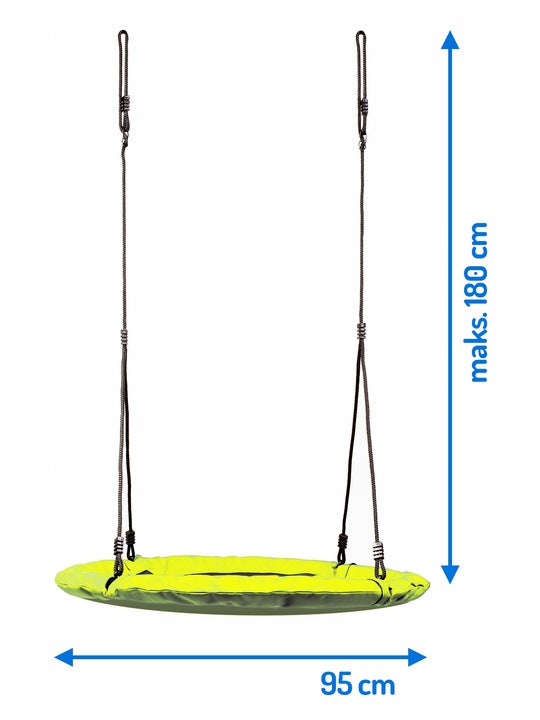 Leagan pentru copii profesional idealStore Stork's Nest, tip Cuib, Sarcina maxima 150 Kg, Diametru 95 cm, Cadru Otel, Galben