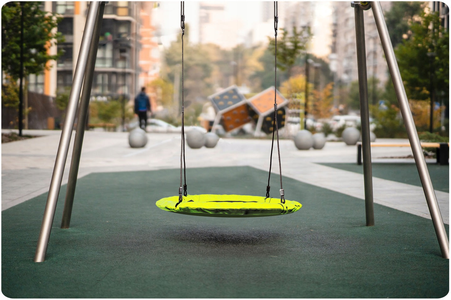 Leagan pentru copii profesional idealStore Stork's Nest, tip Cuib, Sarcina maxima 150 Kg, Diametru 95 cm, Cadru Otel, Galben