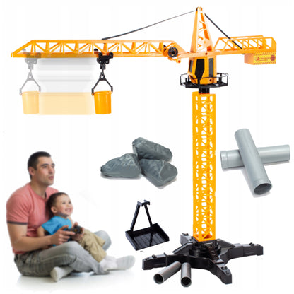 Macara cu Telecomanda idealStore Building Machine, rotatie 360, Functie de Ridicare si Coborare, Macara Mobila si Extensibila, Carlig, Cabina cu rotatie, cu accesorii de constructie incluse