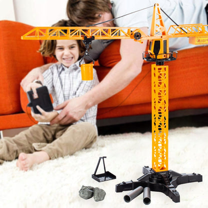 Macara cu Telecomanda idealStore Building Machine, rotatie 360, Functie de Ridicare si Coborare, Macara Mobila si Extensibila, Carlig, Cabina cu rotatie, cu accesorii de constructie incluse