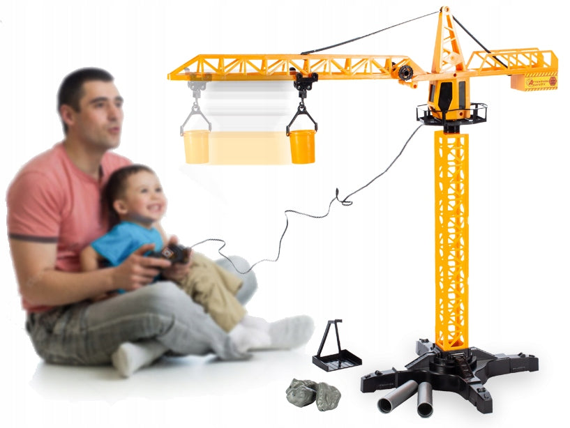 Macara cu Telecomanda idealStore Building Machine, rotatie 360, Functie de Ridicare si Coborare, Macara Mobila si Extensibila, Carlig, Cabina cu rotatie, cu accesorii de constructie incluse