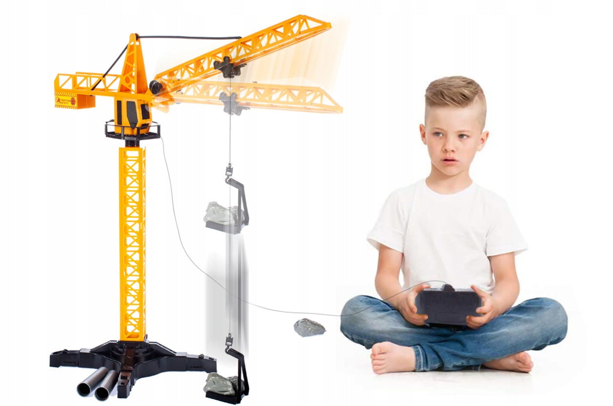 Macara cu Telecomanda idealStore Building Machine, rotatie 360, Functie de Ridicare si Coborare, Macara Mobila si Extensibila, Carlig, Cabina cu rotatie, cu accesorii de constructie incluse