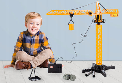 Macara cu Telecomanda idealStore Building Machine, rotatie 360, Functie de Ridicare si Coborare, Macara Mobila si Extensibila, Carlig, Cabina cu rotatie, cu accesorii de constructie incluse