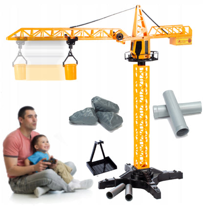 Macara cu Telecomanda idealStore Building Machine, rotatie 360, Functie de Ridicare si Coborare, Macara Mobila si Extensibila, Carlig, Cabina cu rotatie, cu accesorii de constructie incluse