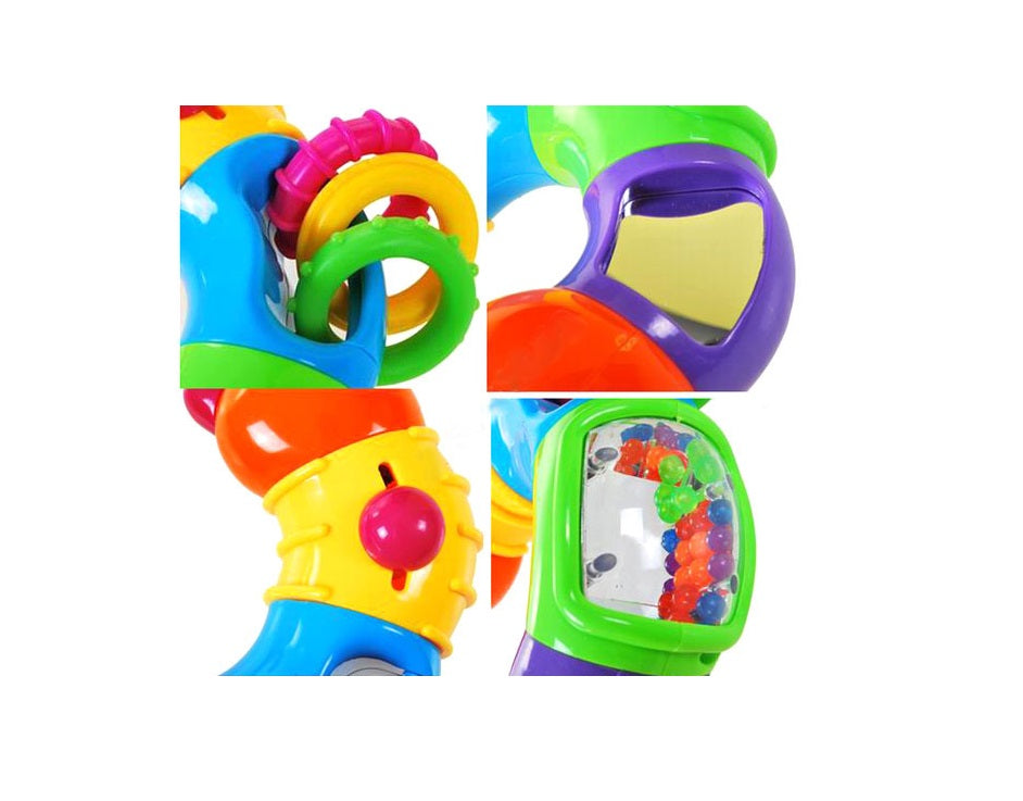 Jucarie Interactiva MULTIFUNCTIONALA pentru bebelusi IDL, Omida Jucausa, Formata din 6 Elemente Rotative Colorate, Dezvolta Abilitatile de Miscare Manuala, Multicolora