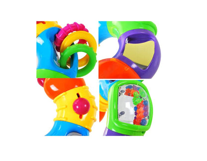 Jucarie Interactiva MULTIFUNCTIONALA pentru bebelusi IDL, Omida Jucausa, Formata din 6 Elemente Rotative Colorate, Dezvolta Abilitatile de Miscare Manuala, Multicolora