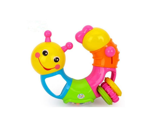 Jucarie Interactiva MULTIFUNCTIONALA pentru bebelusi IDL, Omida Jucausa, Formata din 6 Elemente Rotative Colorate, Dezvolta Abilitatile de Miscare Manuala, Multicolora