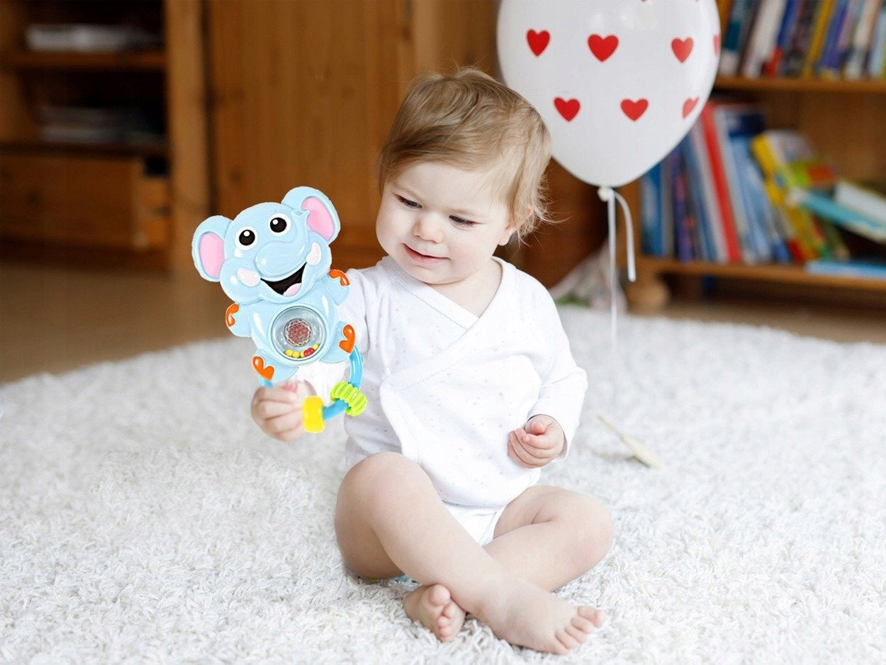 Jucarie Interactiva Pentru Bebelusi Blue Elephant idealStore, Multicolora, Lumina Interactiva Rosie, Diverse Melodii Si Zgomote, Jucarie Interactiva, Dezvolta Abilitati Senzoriale